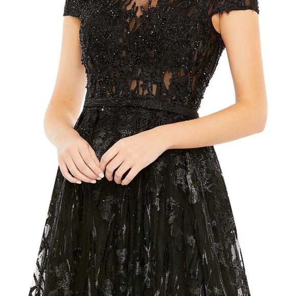 NWT Mac Duggal 20405 EMBELLISHED FLORAL CAP SLEEVE A LINE GOWN - size 16 - Picture 6 of 10